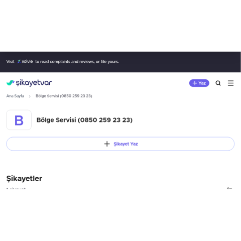 Bölge Servisi (0850 259 23 23) görseli