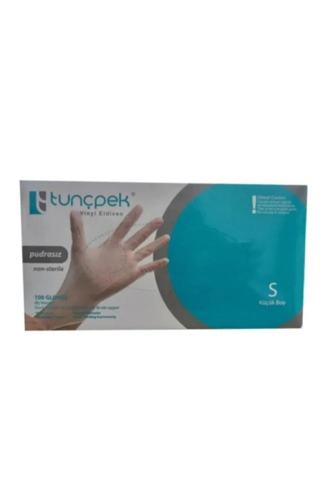 Tunçpek Vinil Eldiven Pudrasız Kokusuz Şeffaf Small 100 Gl Vinyl 03