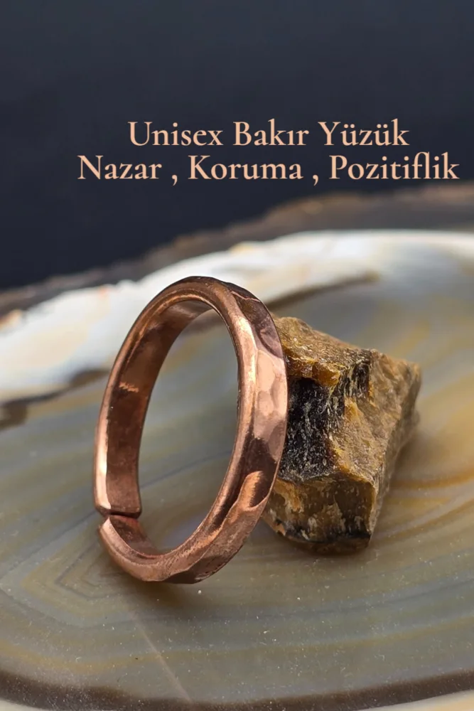 NBS Beautiful Naturel Stones Yüzük Bakır Unisex Ayarlanabilir El İşçiliği Gerçek Kaliteli ( Kadın Beden S ) ( Erkek Beden M )
