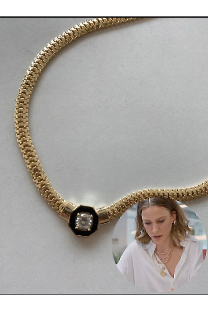 Galia Aksesuar Hasır Leyla Mineli Kolye Gold Rodyum Kaplama Satıcıyı Kontrol Ediniz