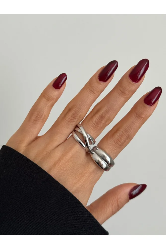 Lavian Accessories ADET Gümüş Renk Çapraz Sarmal Ayarlanabilir Yüzük