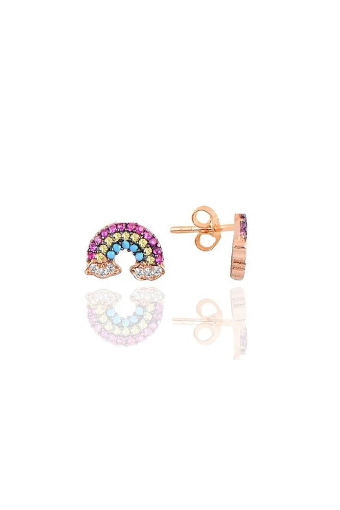Söğütlü Silver Gümüş Rose Gökkuşağı Küpe Sgtl10579rose