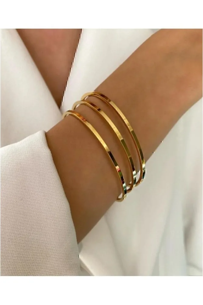 X-Lady Accessories Altın Renk 3 Adet İnce Ajda Bilezik, Bileklik - 3155-3